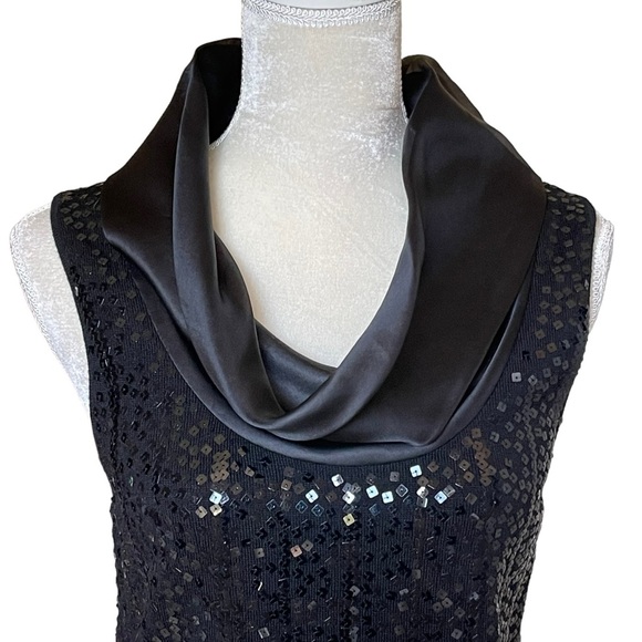 Lafayette 148 New York Sequined Embellished Cowl Neck Sleeveless Top Size L Wool - Picture 2 of 9